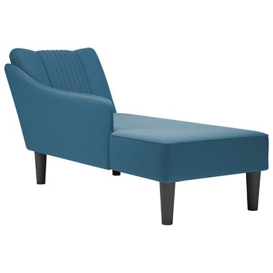 vidaXL Chaiselongue mit Rechter Armlehne Blau Samt