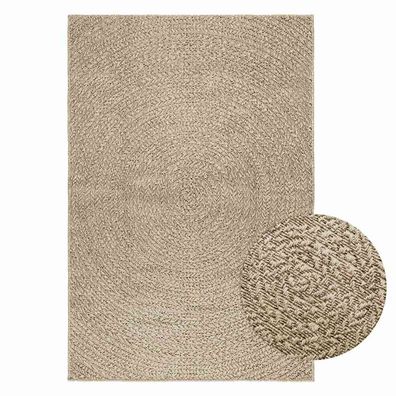 vidaXL Teppich ZIZUR Beige 120x170 cm Jute-Optik Indoor und Outdoor