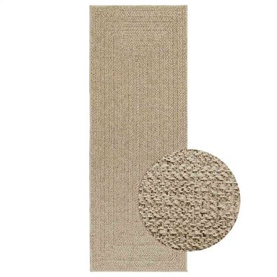 vidaXL Teppich ZIZUR Beige 80x200 cm Jute-Optik Indoor und Outdoor