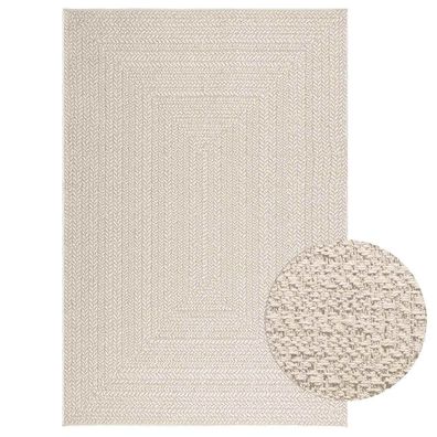 vidaXL Teppich ZIZUR Creme 140x200 cm Jute-Optik Indoor und Outdoor