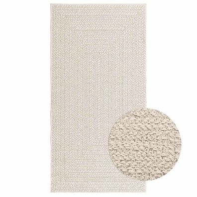 vidaXL Teppich ZIZUR Creme 80x150 cm Jute-Optik Indoor und Outdoor