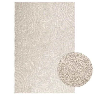 vidaXL Teppich ZIZUR Creme 140x200 cm Jute-Optik Indoor und Outdoor