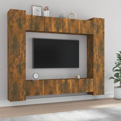 vidaXL 8-tlg. TV-Schrank-Set Räuchereiche Holzwerkstoff