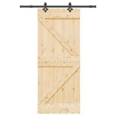 vidaXL Schiebetür mit Beschlag 85x210 cm Massivholz Kiefer