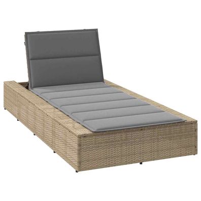 vidaXL Sonnenliege mit schwebender Auflage Beige Poly Rattan