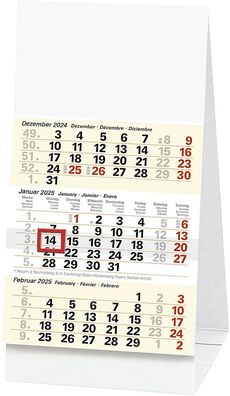 2025 Brunnen Dreimonats-Tischkalender 9,7x19cm