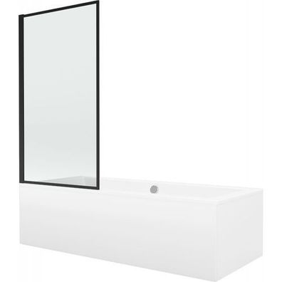 Mexen Cube Rechteckbadewanne 180x80 cm mit Duschabtrennung, schwarzes Design