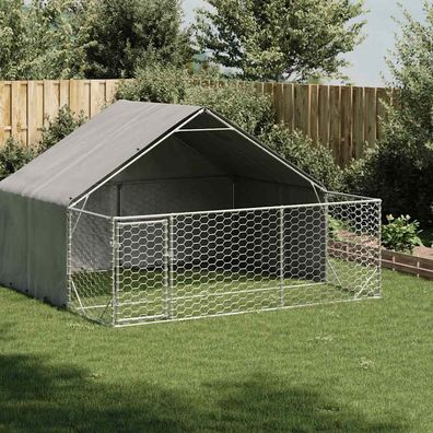 vidaXL Outdoor-Hundezwinger mit Auslauf 3x3x1,9 m Verzinkter Stahl