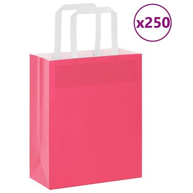 vidaXL Papiertragetaschen 250 Stk. mit Henkeln Rosa 18x8x22 cm