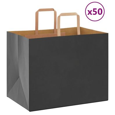 vidaXL Papiertragetaschen 50 Stk. mit Henkeln Schwarz 32x22x24 cm