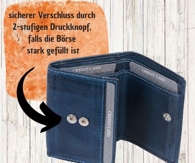 GlücksNugget Vintage Minibörse Scheingröße, geflammtes Leder, Hosentaschenbörse