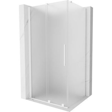 Mexen Velar Duschkabine Schiebetür 140x90 cm Frostglas Weiß, 8mm Aluprofil