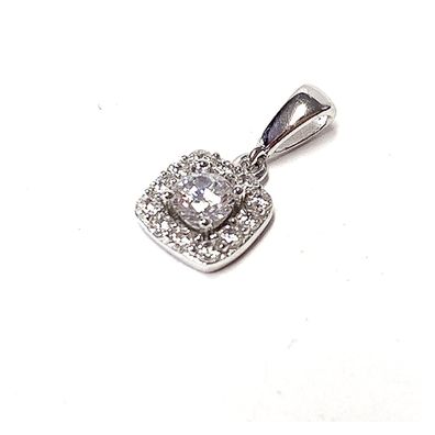 Solitäranhänger in 925/- Sterling Silber rhod. Zirkonia
