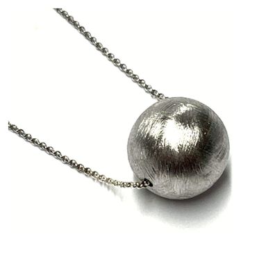 Kette 925 Silber rhodiniert Kugel Kettengleiter matt Halskette Mittelteilcollier