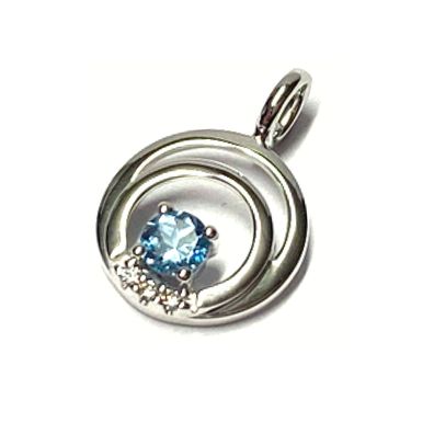 Anhänger 585/- Weißgold Blautopas + Brillanten 0,015ct w/P1 poliert dezent