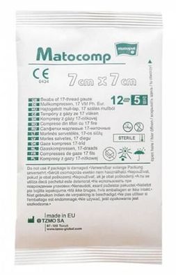 Matocomp 7x7 cm: Sterile 17-fädiger 12-lagiger Gazekompress