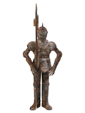 Skulptur Ritter 92cm Eisen Ritterrüstung rostig Rüstung Antik-Stil knight iron