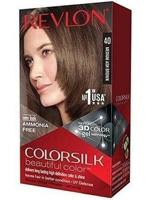 Revlon ColorSilk Professionelle Haarfarbe, Mittelaschbraun 40 - Salonqualität