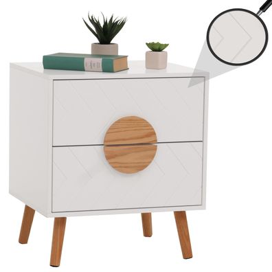 Nachttisch HWC-N89, Schublade Fischgrätmuster Melamin Holz, 55x48x40cm