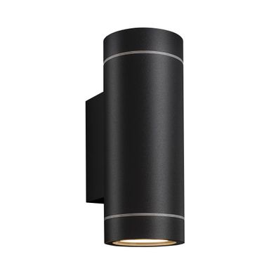LISA | Wandstrahler | Ø : H 6,5 x 16 cm | Schwarz / Aluminium | 2x35W | Außenbereic