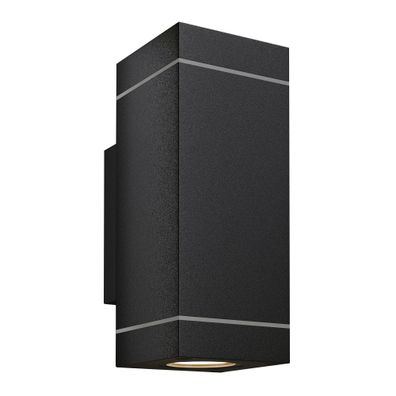 LISA | Wandstrahler | B: : 6,5 x 10 x 17,5 cm | Schwarz / Aluminium | 2x20W | Außen