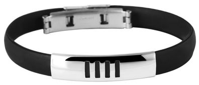 Akzent Schmuckarmband Kautschuk Edelstahl schwarz 65 mm Durchmesser