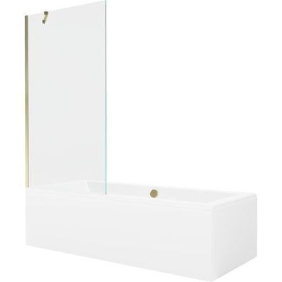 Mexen Cube Rechteckbadewanne 170x80cm mit Verkleidung und Duschabtrennung, Gold