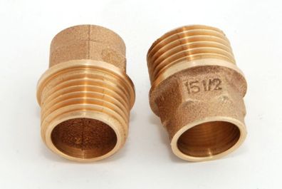 2x Rotguss Red Nippel i/a 15mm - 1/2" / 4243g Rotgussfitting red brass gunmetal
