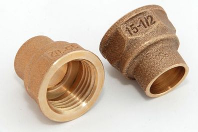 2x Rotguss Übergangsmuffen i/i 15mm-1/2" 4270g Rotgussfitting red brass gunmetal