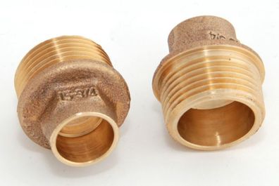 2x Rotguss Red Nippel i/a 15mm - 3/4" / 4243g Rotgussfitting red brass gunmetal