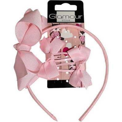 Glamour Kids Haarschmuck Set Rosa 3-teilig