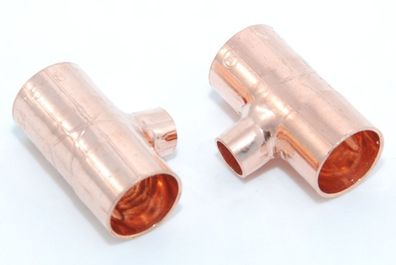 2x Kupferfitting Reduzier-T-Stück 15-8-15 mm 5130 Lötfitting copper fitting CU