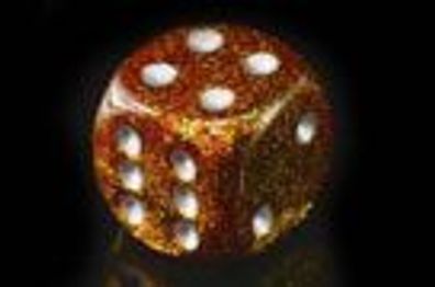 Glitter Gold 16mm d6 silver Dice Block (12 dice)
