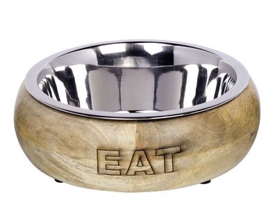 Nobby Edelstahlnapf "EAT" mit Holzring1,50 ltr, 23cm