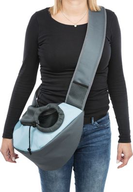 Trixie Fronttasche Sling hellblau/grau Hunde Dog Transporttasche unterwegs