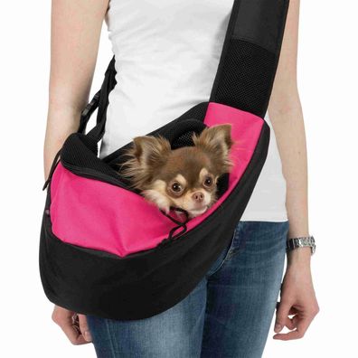 Trixie Fronttasche Sling pink/schwarz für Hunde Dog unterwegs Transporttasche