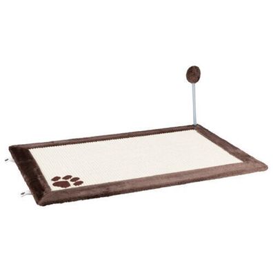 TriKratzmatte mit Spielzeug Katze Cat Sisalteppich/Plüsch 70 45 cm, natur/braun