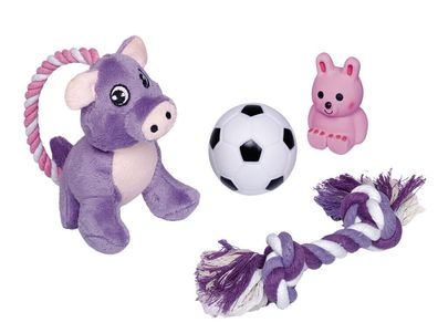 Trixie Puppy Starter Set Hunde Welpen Spielzeug Hundezubehör Quietscher