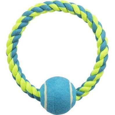 Trixie Trixire Ring, Tau, mit Tennisball ø 6 cm/ø 18 cm, lime/petrol