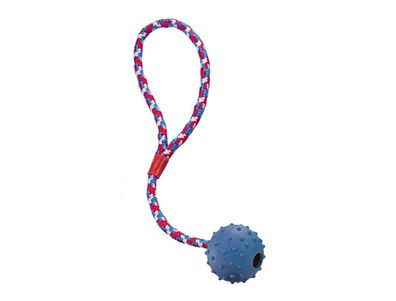 Nobby Rubber Line Ball m. Glocke und Seil 5 cm Vollgummi Wurfseil Apportierspiel