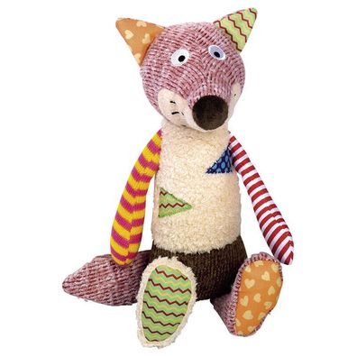 Nobby Hundespielzeug Plüsch Patchwork Fuchs mit Squeaker quietschend Spielzeug