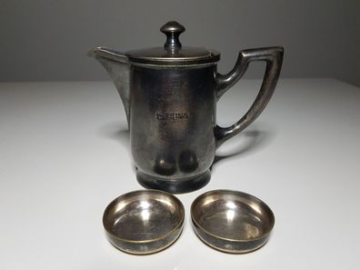 Alte Kaffeekanne Versilbert + 2 Schalen Northmann Frank FSG 20er Jahre Milchkanne