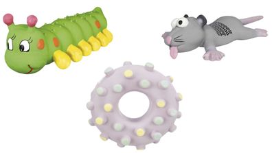 Trixie Junior Mini-Ring Ratte Maus Hundespielzeug Raupe Hunde Spielzeug Latex