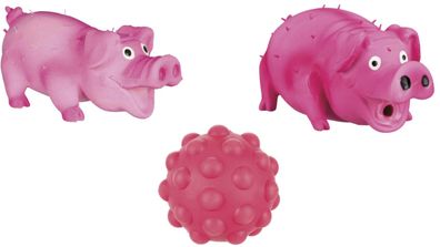 Trixie Borsteinschwein Hundespielzeug Ball Ultraschall-Stimme Latex Naturgummi