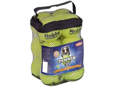 Nobby Tennisball M 6,5 cm; 12er Netztasche Hund Dog Spielzeug Ball