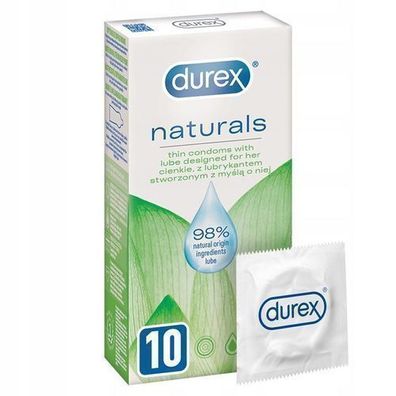 Durex Naturals Sensationelle Kondome fér Frauen, Extra Dénn & Gleitmittel, 10 Stéck