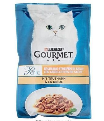 Purina Gourmet Perle Nassfutter für Katzen, Truthahn 85g