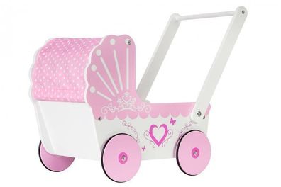 Holzpuppenwagen fér Kinder ab 1 Jahr, Lauflernwagen Puppenwagen fér Kinder in Rosa