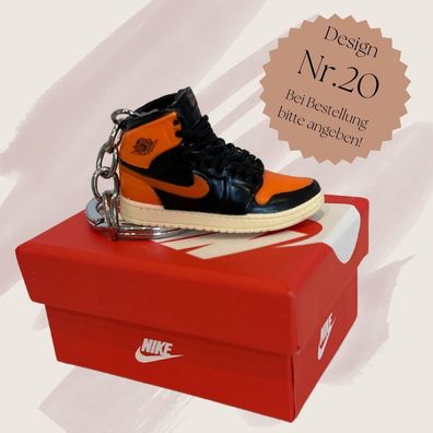 Mini Nike Air Jordan Schlüsselanhänger 3D Sneaker Key Holder Jump Man schwarz/orange