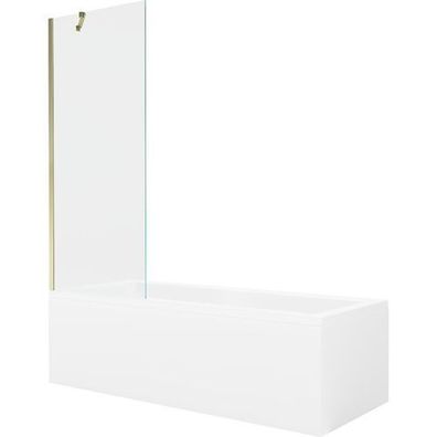 Mexen Cubik Rechteckbadewanne 150x70 cm, gold, Duschabtrennung transparent